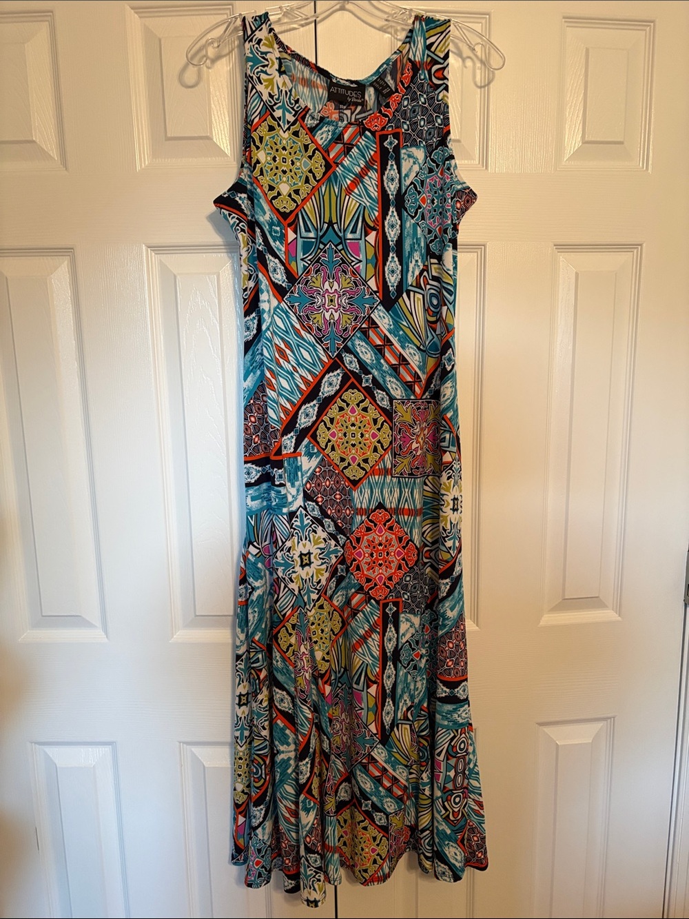 Attitudes by Renee Teal Multicolor Sleeveless Maxi Dress
